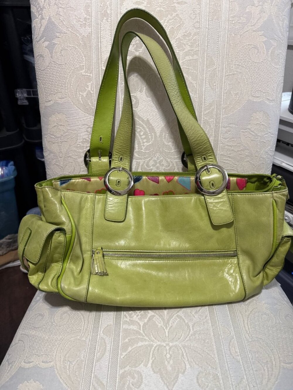 Trissino Purse Lime Green Leather Shoulder Y2K Colorful